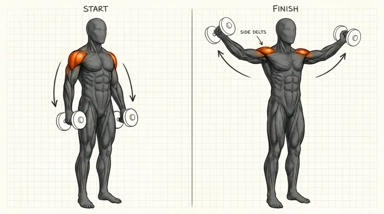Lateral Raise — hand-drawn exercise illustration from Flawless