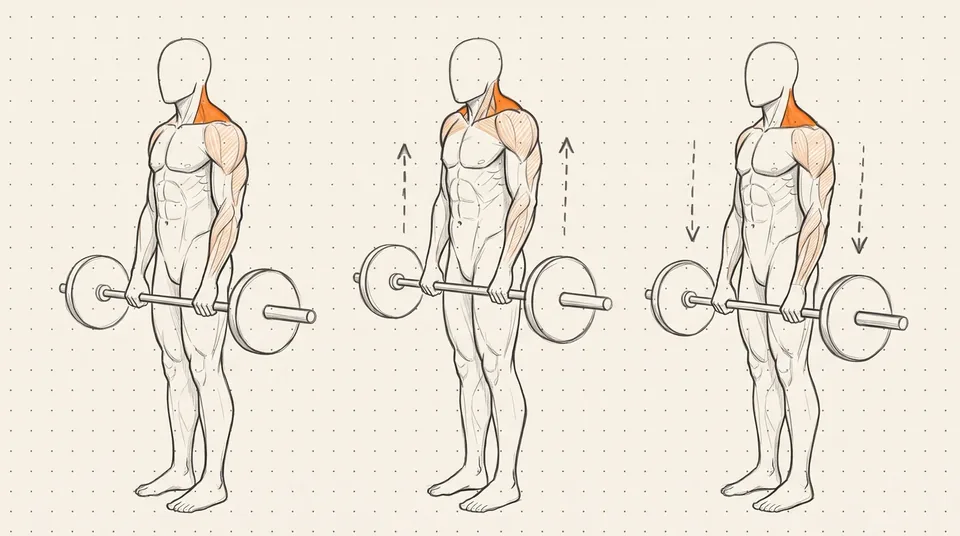 Illustration of Barbell Shrugs