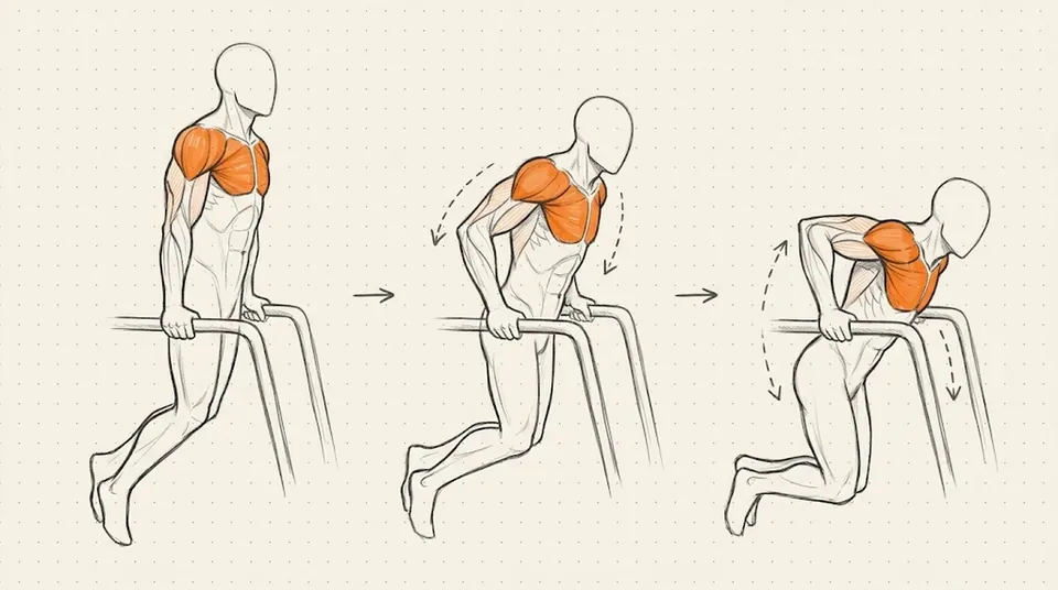 Illustration of Chest Dips
