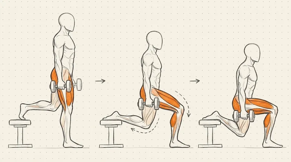 Illustration of Dumbbell Bulgarian Split Squat