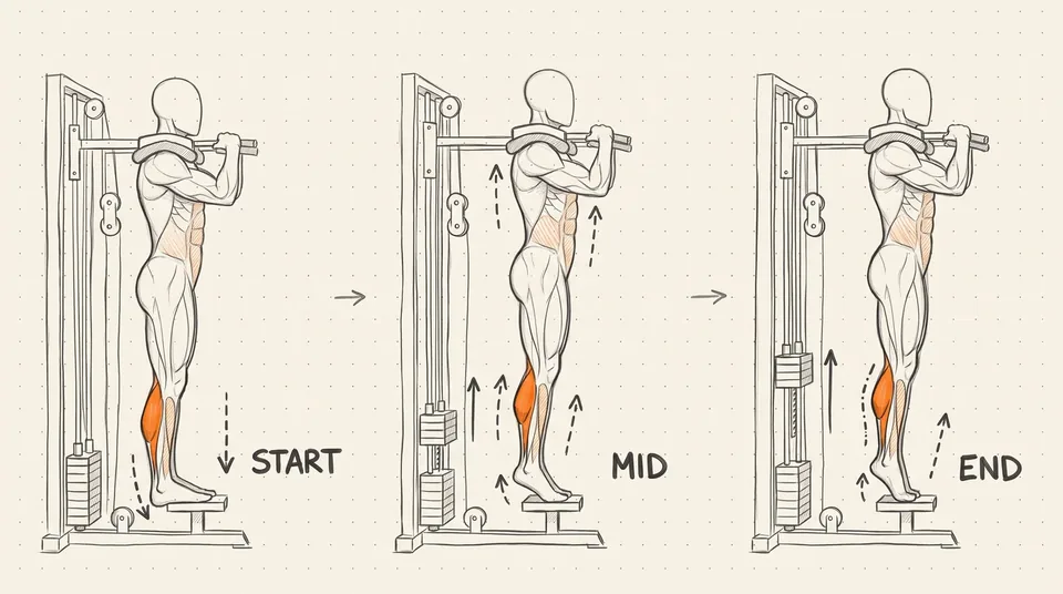 Illustration of Machine Standing Calf Raise