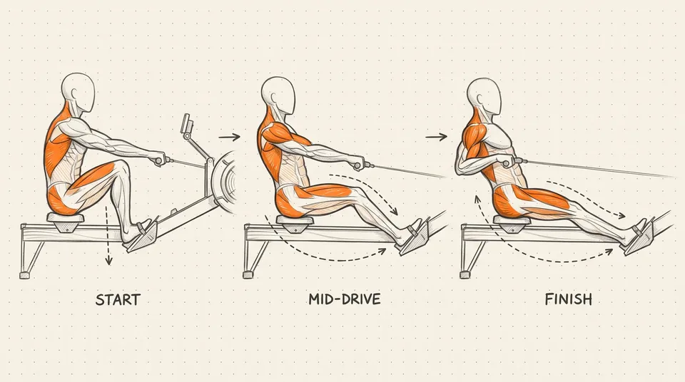 Illustration of Rowing Machine