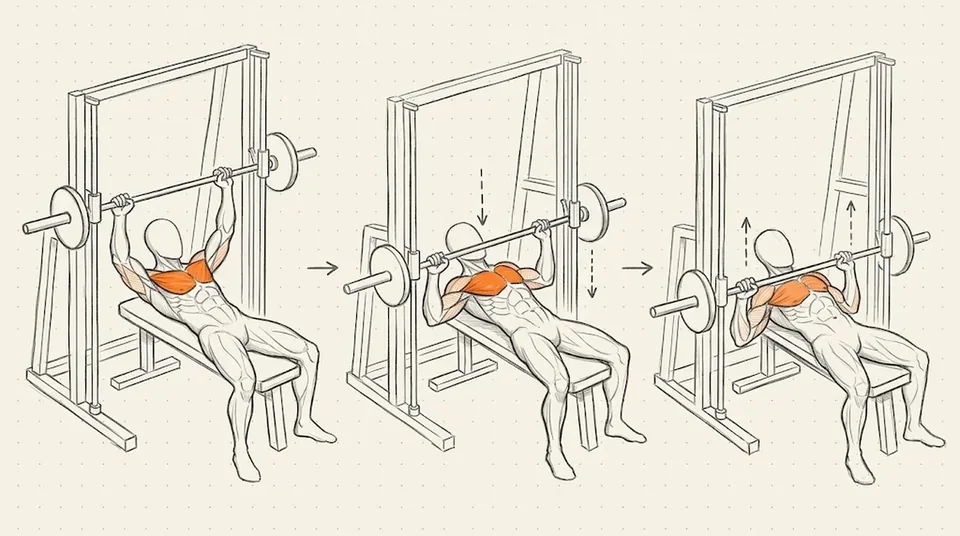 Illustration of Smith Machine Bench Press